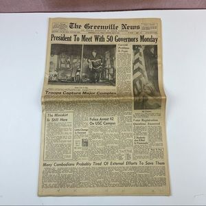 Vintage The Greenville News Newspaper May 8, 1970 President Cambodia Troops